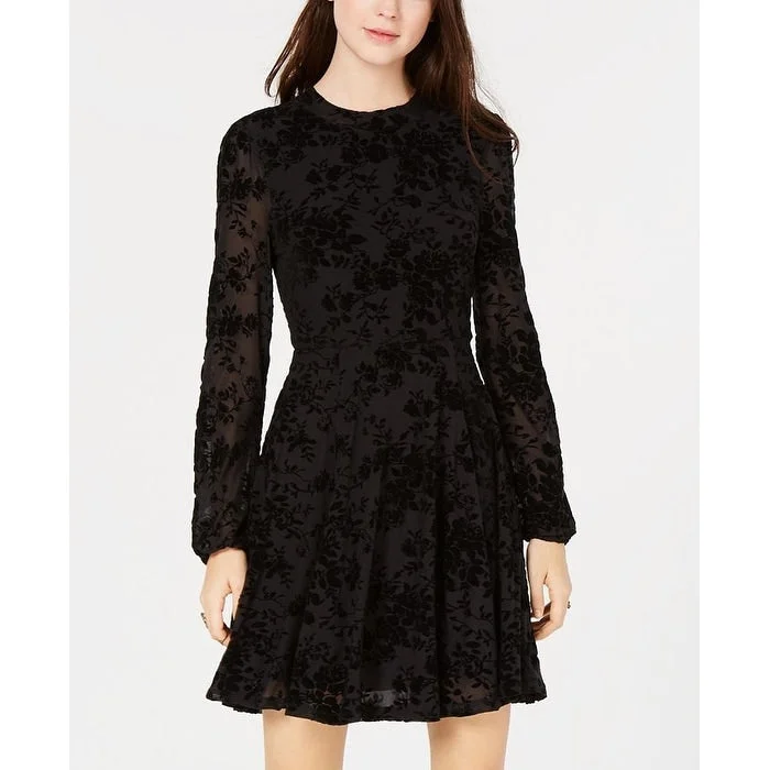 All-Day Wear American Rag Junior's Burnout Velvet Fit & Flare Dress Black