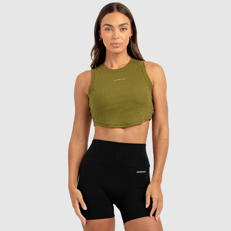 Unique Design Womens Scoop Tank - Khaki Green