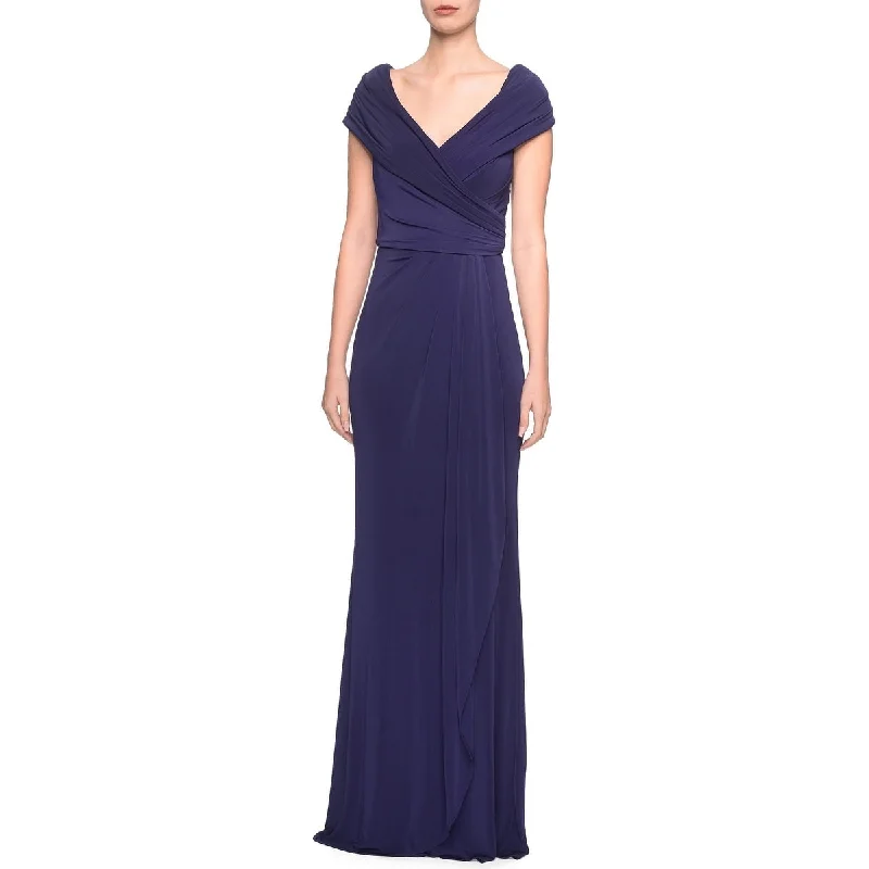 Soft Clothing La Femme Women's Ruched Jersey Long Gown Blue Size14
