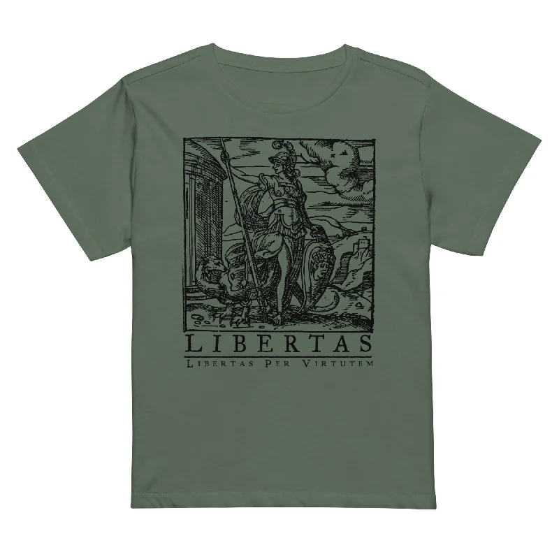 New Season Series Libertas Freedom Through Virtue Women’s High-Waisted T-shirt