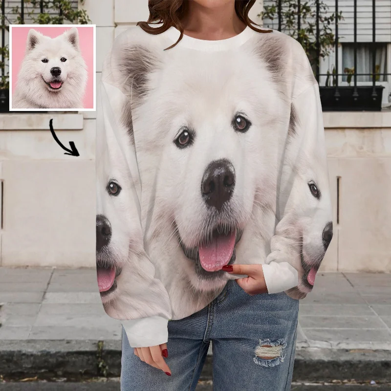 Romantic And Sweet Custom Face All Over Women's Casual Long Sleeve Sweatshirts