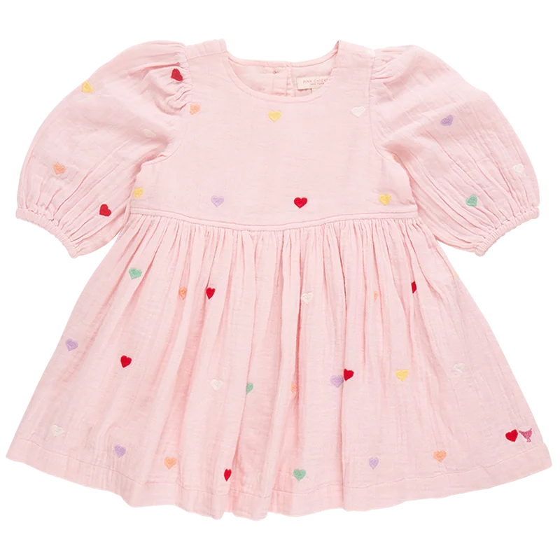 Fashionable sports Pink Chicken Brooke Dress in Candy Hearts Embroidery