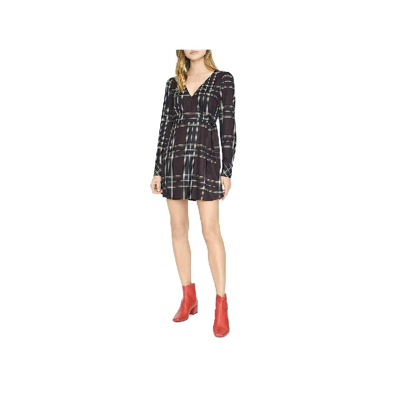 Classic Series Sanctuary Women's Belted Plaid Long Sleeve V Neck Mini Wrap Dress Purple Size 14 Classic Series Sanctuary Women's Belted Plaid Long Sleeve V Neck Mini Wrap Dress Purple Size 14