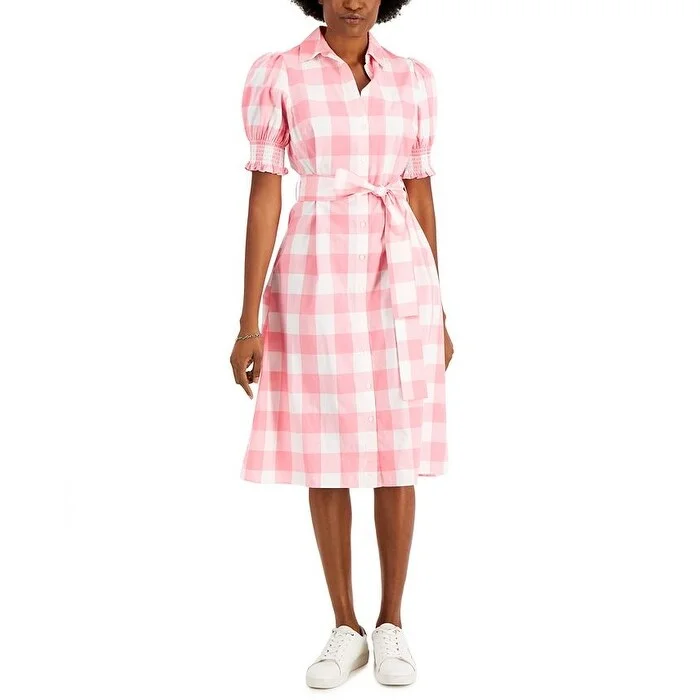 Cozy Vibes Tommy Hilfiger Women's Gingham Shirtdress Pink Size X-Small