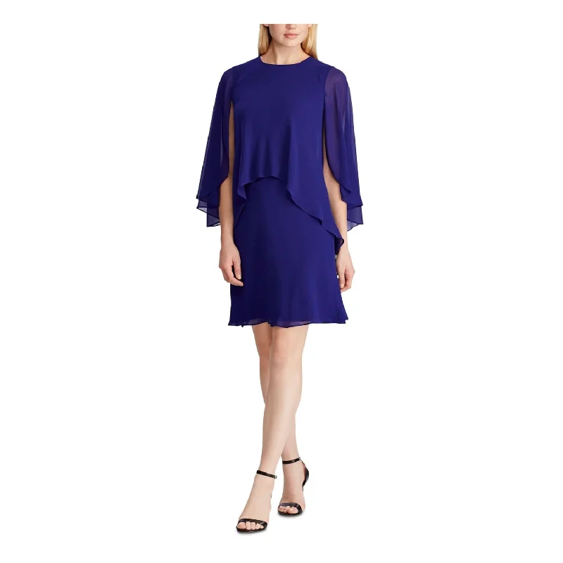 Comfortable Tops Ralph Lauren Women's Layered Georgette Dress Blue Size 2