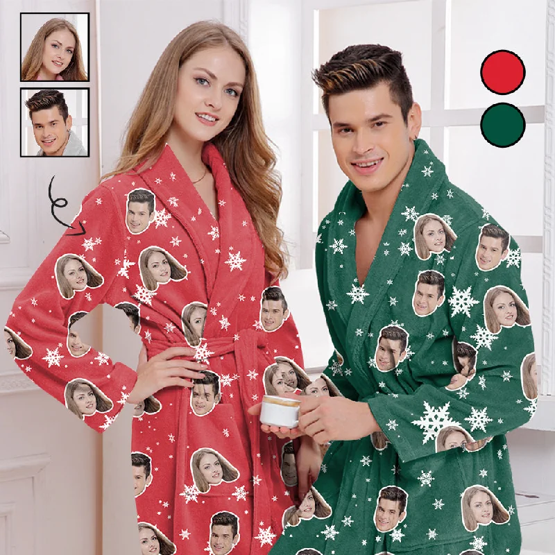 Soft And Comfortable Custom Face Fleece Robe Snowflake Personalized All Over Print Pajama Kimono Robe for Men Women Soft And Comfortable Custom Face Fleece Robe Snowflake Personalized All Over Print Pajama Kimono Robe for Men Women