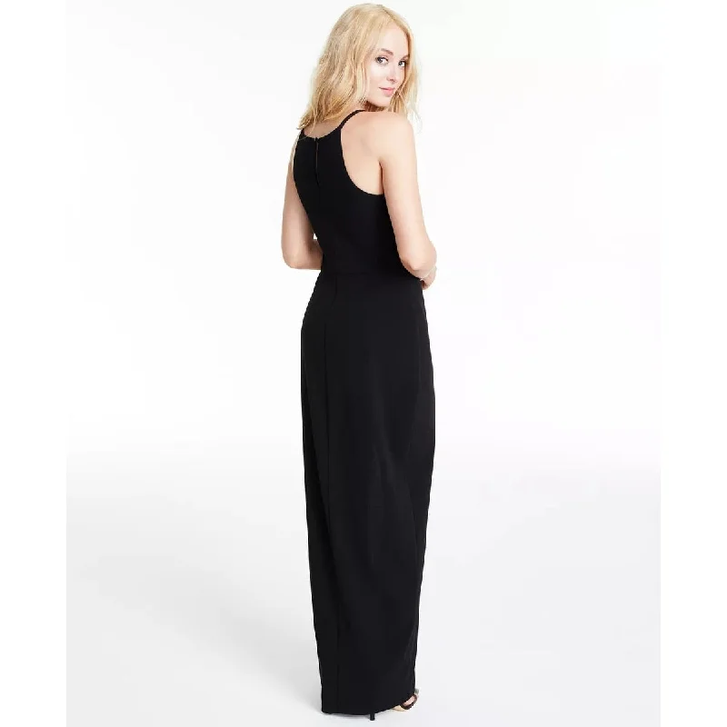 Simple Elegance Bcx Junior's Cutaway Halter Gown Black Size Xx-Small
