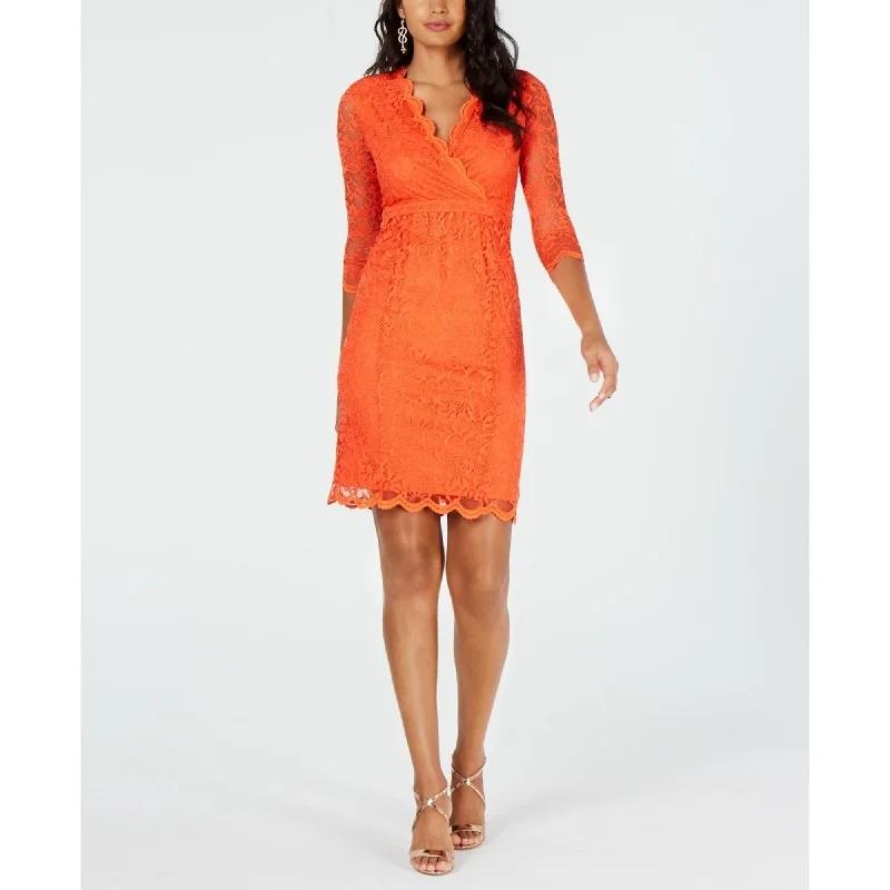 Comfortable Looks Thalia Sodi Women's Lace Sheath Dress Orange Size Large