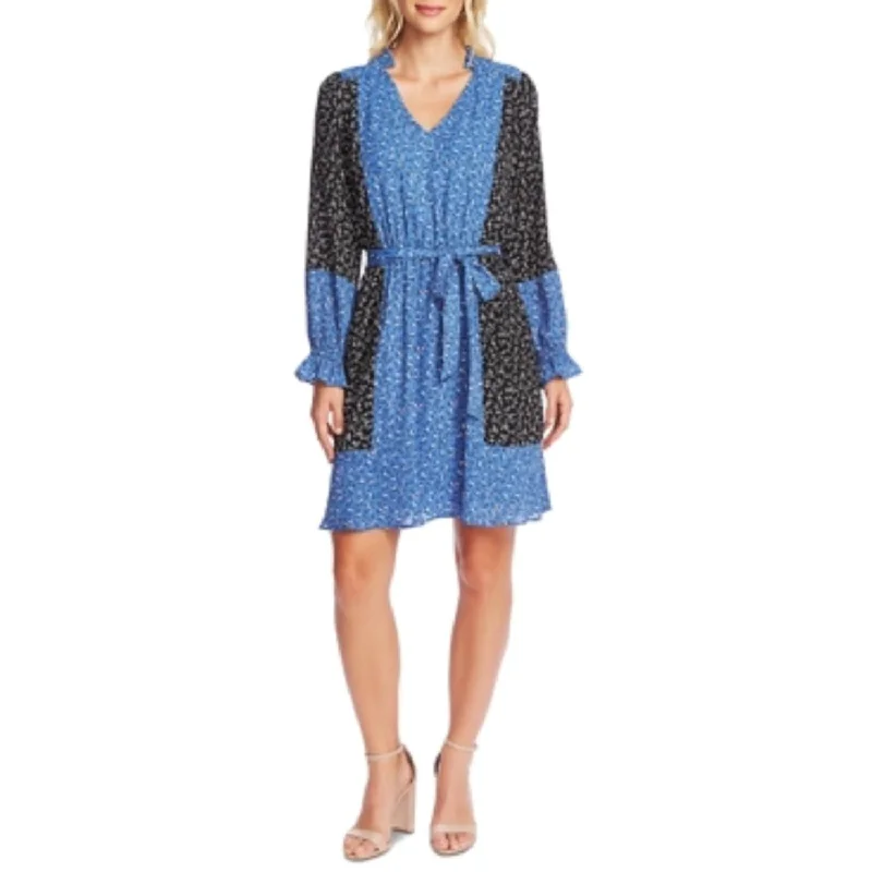 Comfortable down Cece Women's Print Blocked Budding Floral Dress Gray Size X-Small