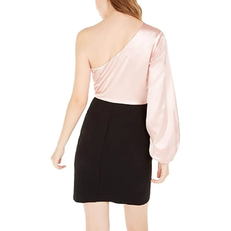 Unique Prints City Studios Women's One Shoulder Tulip Skirt Sheath Dress Pink Size 7 Unique Prints City Studios Women's One Shoulder Tulip Skirt Sheath Dress Pink Size 7