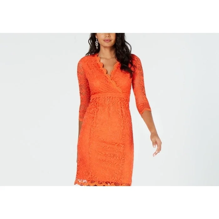 Elegant And Noble Thalia Sodi Women's Lace Sheath Dress Orange Size Small