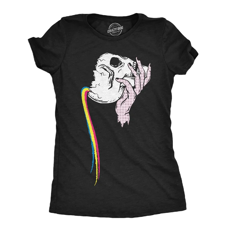 Casual Chic Pouring Rainbow Skull Women's T Shirt