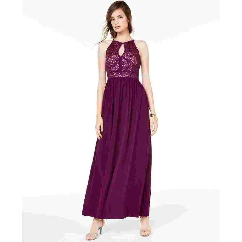 Body Design Morgan & Company Women's Sequined Printed Halter Maxi Mermaid Formal Dress Purple Size 5 Body Design Morgan & Company Women's Sequined Printed Halter Maxi Mermaid Formal Dress Purple Size 5