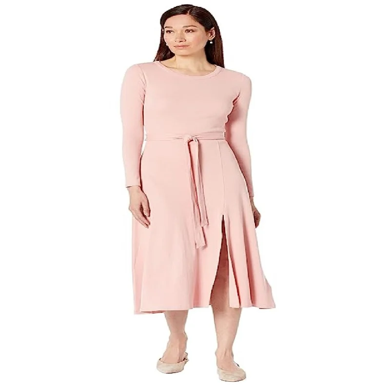 Fashion Design Ralph Lauren Women's Ribbed Long Sleeve Dress Pink Size X-Small