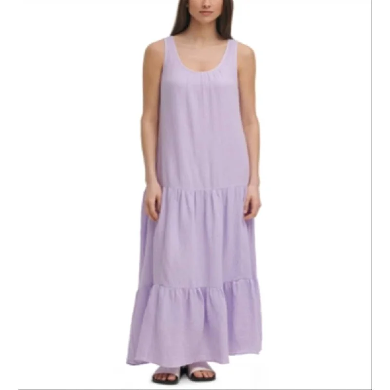 Street Vertical And Horizontal Design Calvin Klein Women's Gauze Tiered Maxi Dress Purple Size S Street Vertical And Horizontal Design Calvin Klein Women's Gauze Tiered Maxi Dress Purple Size S