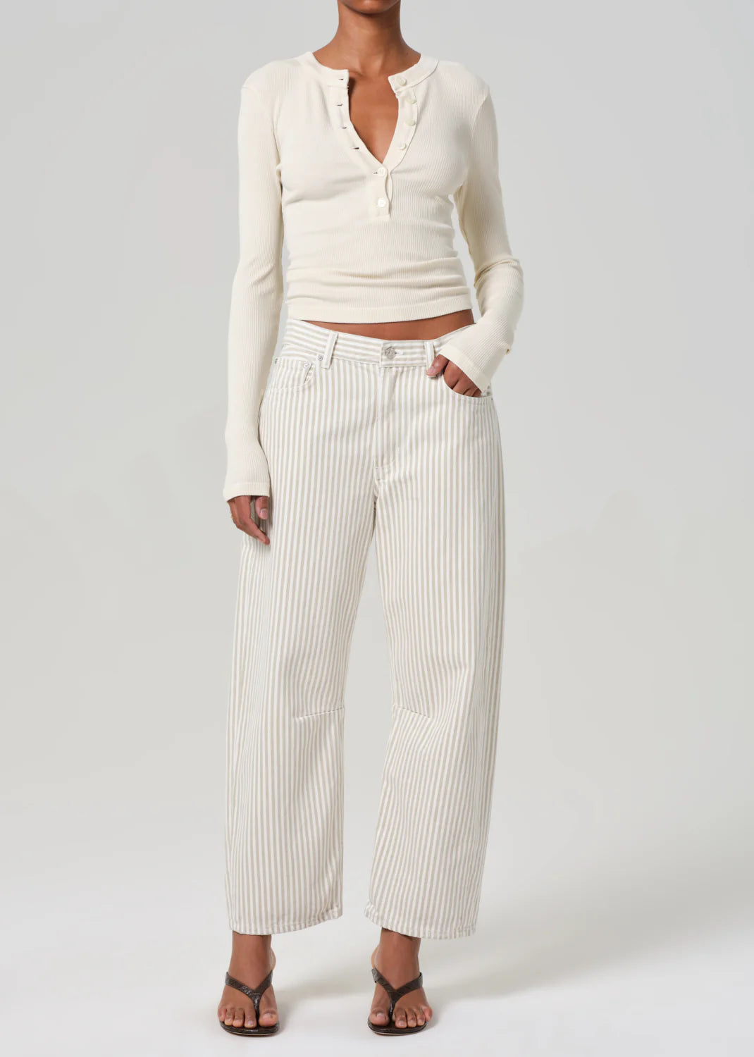 Elegant Outline Citizens of Humanity Miro Reworked Stripe Jean in Khaki