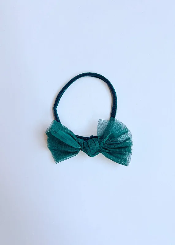 Fresh And Capable Tulle Baby Bow Headband - Forest