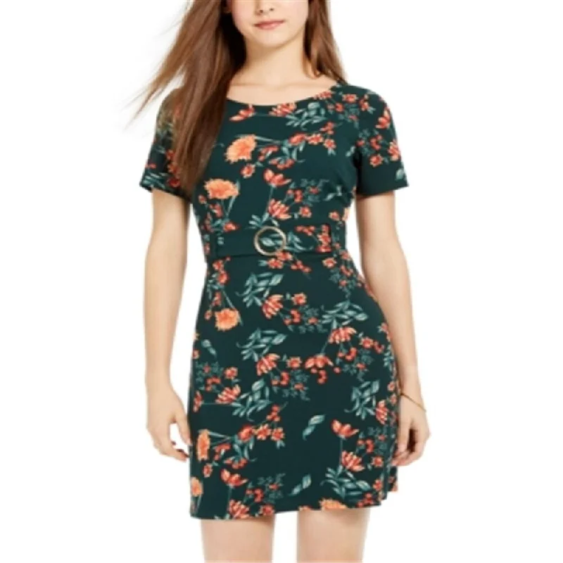 Spring Fashion B Darlin Women's Floral Print Belted Casual Dress Green Size 1-2