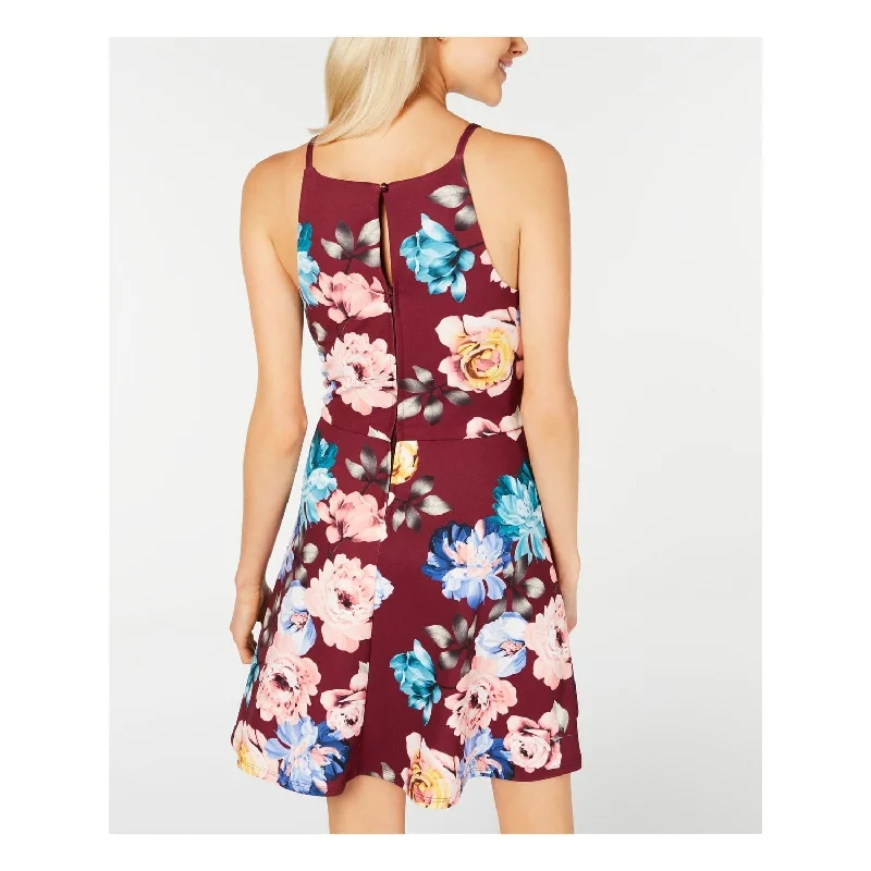 Comfortable Wear Bcx Women's Floral Short Halter Dress Purple Size 3