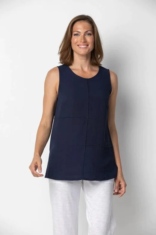 Fashion Design Habitat Sale, 30650 Pieced Sleeveless Tunic Tank, Twilight 50% Off Regular Price
