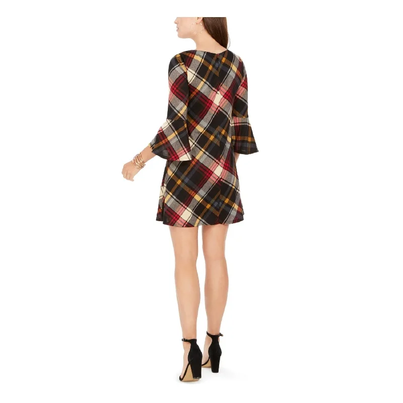 Summer Comfort Jessica Howard Women's Plaid Bell Sleeve Shift Dress Red Size Xl