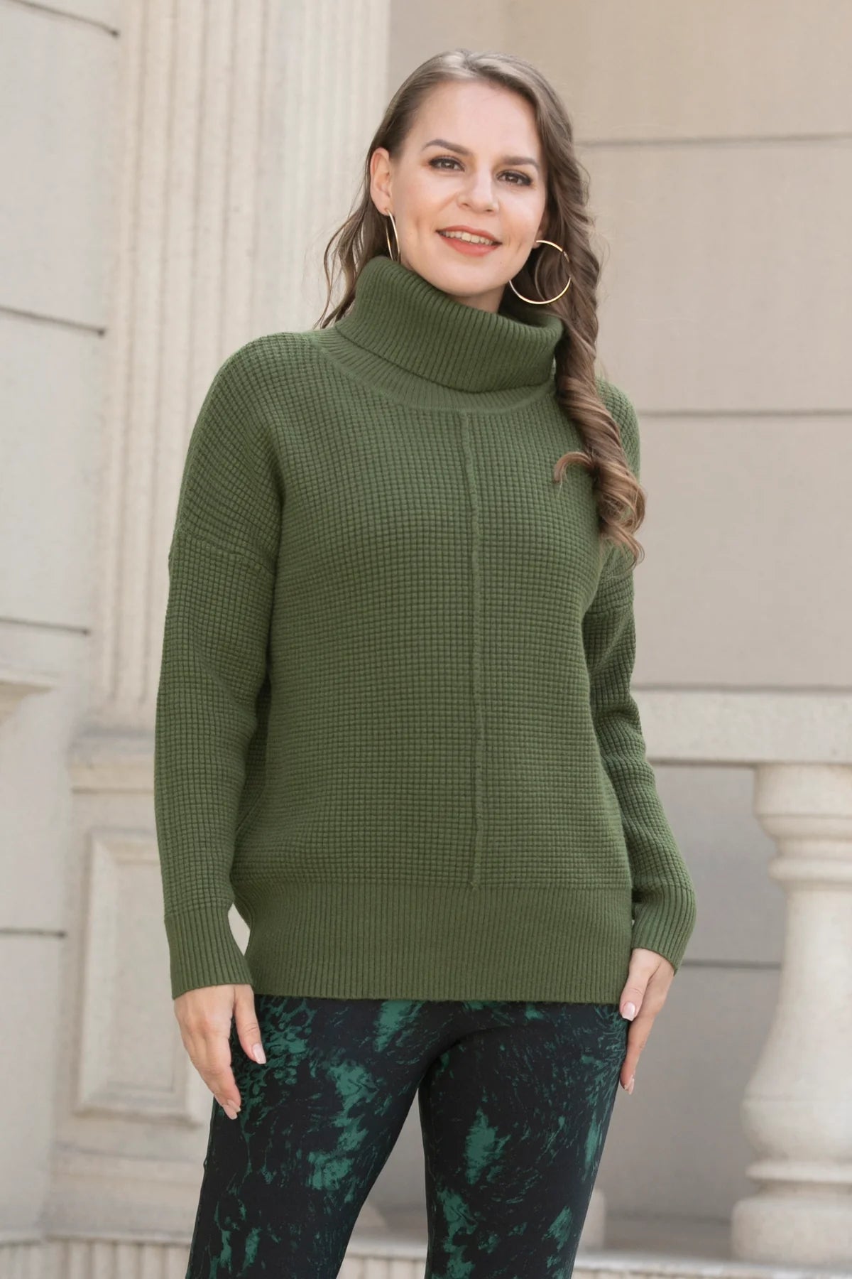 Street Style Orange by Fashion Village Sale, W-602 Waffle Knit Sweater 50% Off Regular Price