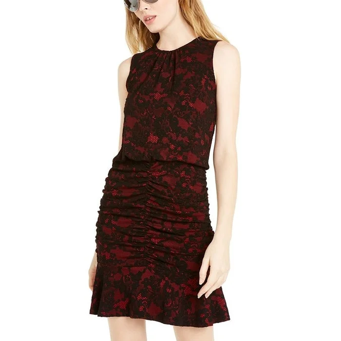 Independent design Michael Kors Women's Embroidered Lace Floral Sleeveless Jewel Neck Short Cocktail Dress Red Size X-Large Independent design Michael Kors Women's Embroidered Lace Floral Sleeveless Jewel Neck Short Cocktail Dress Red Size X-Large