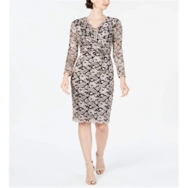 Effortless Style Jessica Howard Women's Floral 3/4 Sleeve V Neck Cocktail Dress Brown Size 6 Effortless Style Jessica Howard Women's Floral 3/4 Sleeve V Neck Cocktail Dress Brown Size 6