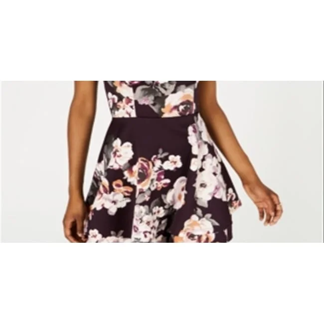 Style Design Trixxi Women's Floral Lace Back Skater Dress Purple Size 1