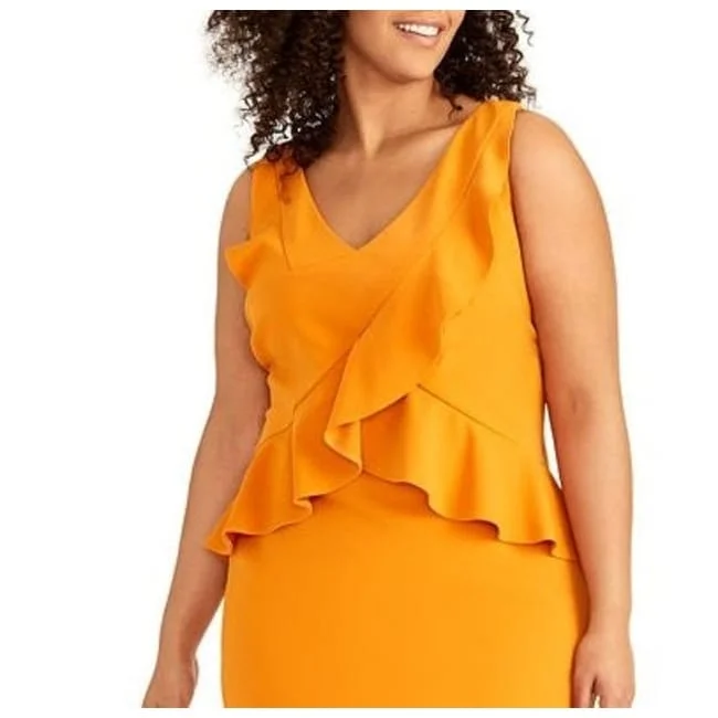 Elegant Comfort Rachel Roy Women's Sleeveless Midi Dress Orange Size 14W