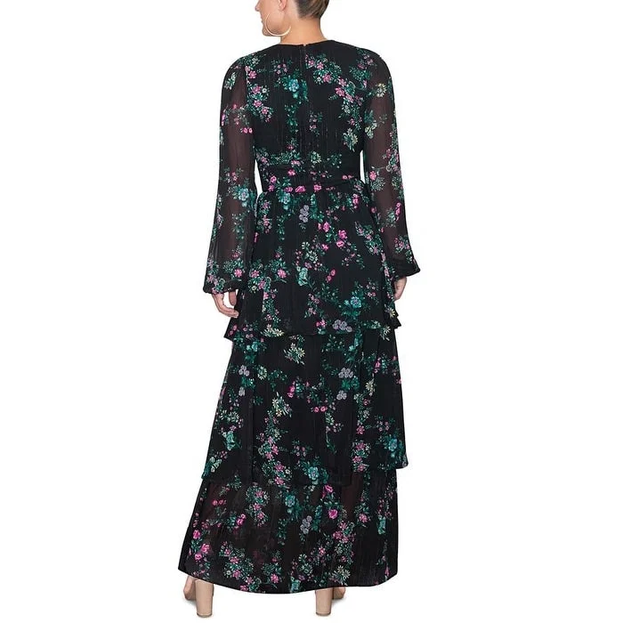 Autumn Selection Rachel Rachel Roy Women's Metallic Chiffon Maxi Dress Black Size 6