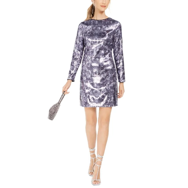 Elegant Tailoring Vince Camuto Women's Sequined Snake Embossed Shift Dress Blue Size 4