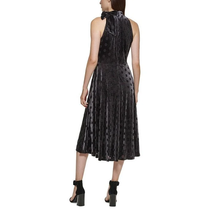 Fresh Wear Calvin Klein Women's Velvet Midi Halter Dress Black Size 10