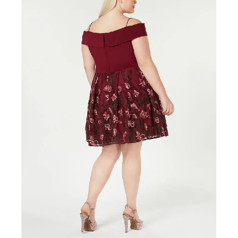 Easy Fashion Morgan & Company Women's Floral Off Shoulder Above The Knee Party Circle Dress Red Size 20W Easy Fashion Morgan & Company Women's Floral Off Shoulder Above The Knee Party Circle Dress Red Size 20W