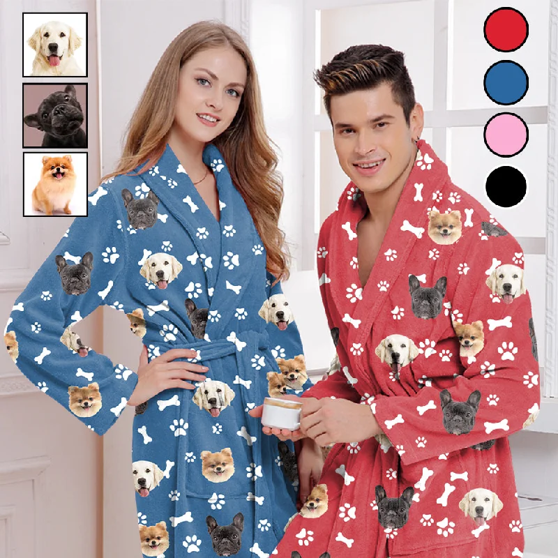 Double-sided Wear Custom Face Fleece Robe Dog Bones Personalized All Over Print Pajama Kimono Robe for Men Women Double-sided Wear Custom Face Fleece Robe Dog Bones Personalized All Over Print Pajama Kimono Robe for Men Women