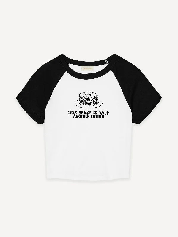 Lace Design Pancakes Rib Raglan Baby Tee