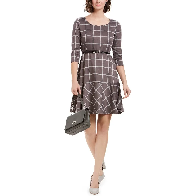 Single-shoulder Neck Design Ny Collection Women's Petite Printed Flounce-Hem Dress Black Size Petite Medium Single-shoulder Neck Design Ny Collection Women's Petite Printed Flounce-Hem Dress Black Size Petite Medium
