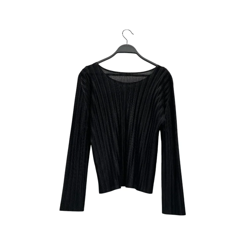 Basic Comfort PLEATS PLEASE ISSEY MIYAKE/LS Cut & Sew/3/Polyester/BLK/Pleats PP26-FK111