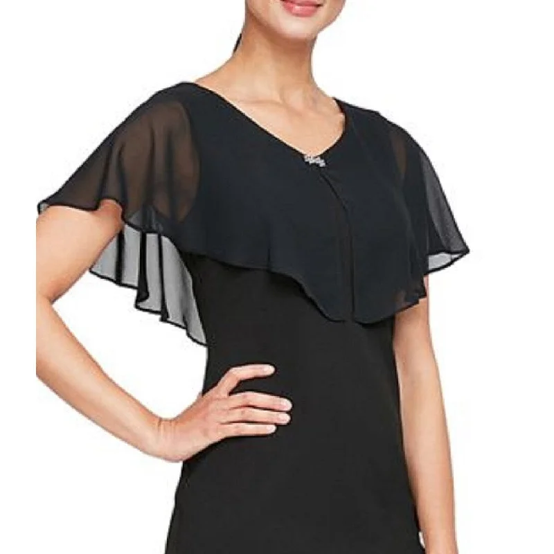 Urban Comfort Sl Fashions Women's Sheer Overlay Sheath Dress Black Size 10