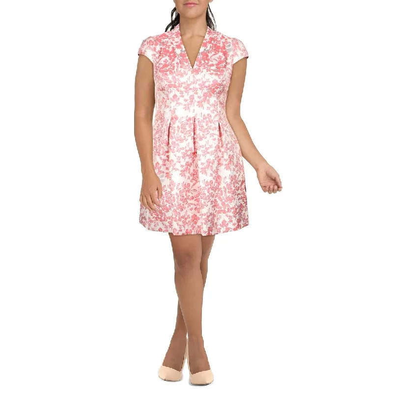Luxe Comfort Vince Camuto Women's Floral Metallic Jacquard Fit & Flare Dress Orange Size 12 Luxe Comfort Vince Camuto Women's Floral Metallic Jacquard Fit & Flare Dress Orange Size 12