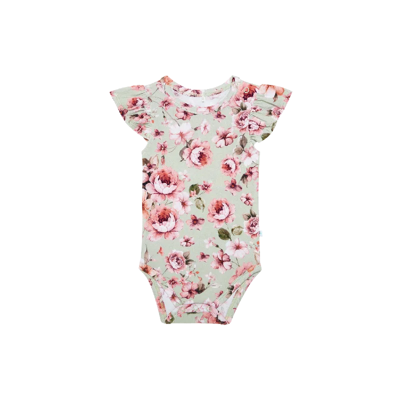Exquisite Design Posh Peanut Ruffled Cap Sleeve Basic Bodysuit | Millicent