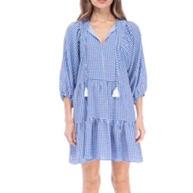 Sports suit style B Collection By Bobeau Women's Gingham Peasant Dress Blue Size X-Small Sports suit style B Collection By Bobeau Women's Gingham Peasant Dress Blue Size X-Small