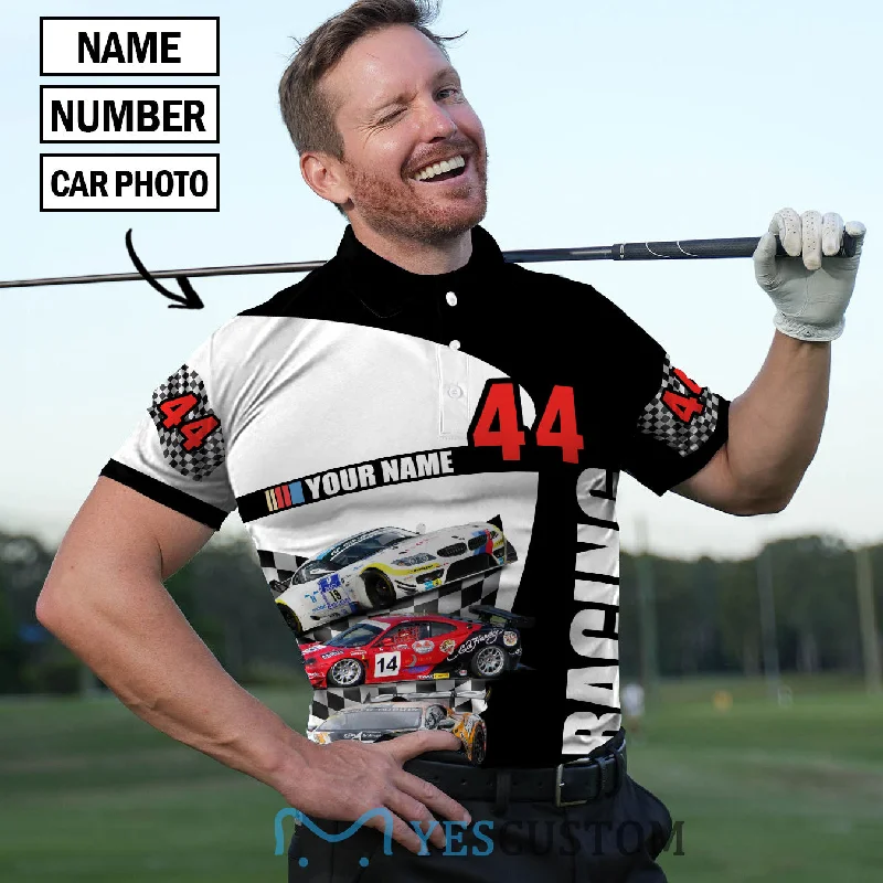 Elegant Style Custom Racing Photo&Name All Over Print Polo Shirt Personalized Men's Golf Shirt Elegant Style Custom Racing Photo&Name All Over Print Polo Shirt Personalized Men's Golf Shirt