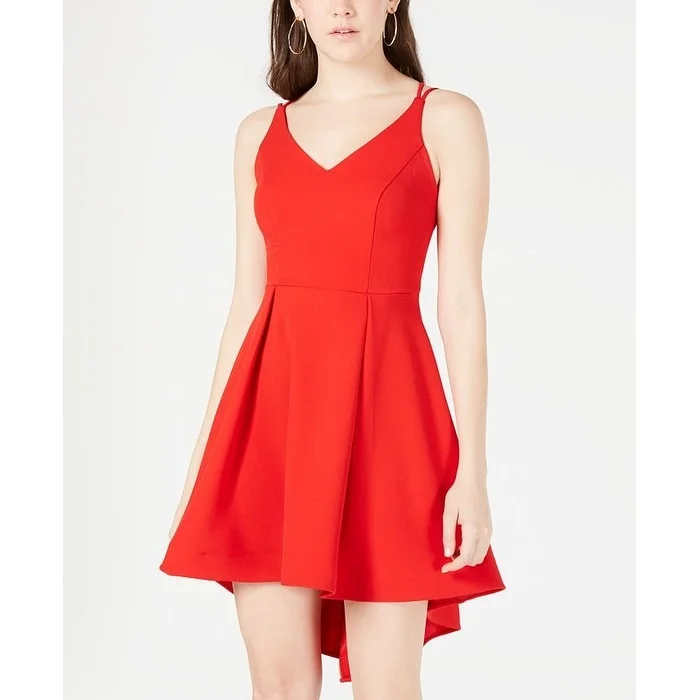 Versatile Itinerary B Darlin Women's Spaghetti Strap V Neck Short Fit Flare Dress Red Size 9-10 Versatile Itinerary B Darlin Women's Spaghetti Strap V Neck Short Fit Flare Dress Red Size 9-10