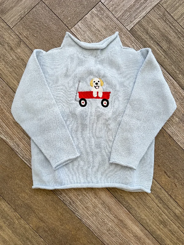 Cool Style A Soft Idea Puppy Love Roll Neck Sweater in Light Blue