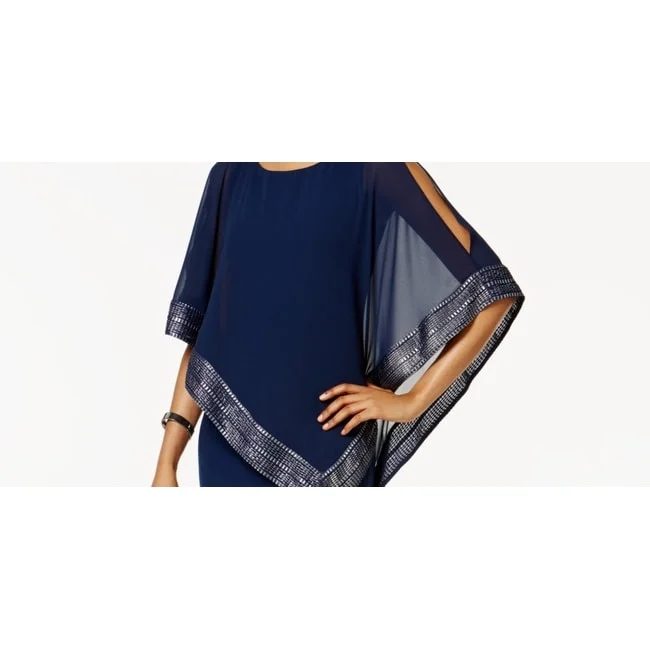 Sports fitness shoes Sl Fashions Women's Foil Trim Asymmetrical Popover Capelet Dress Blue Size 10 Sports fitness shoes Sl Fashions Women's Foil Trim Asymmetrical Popover Capelet Dress Blue Size 10