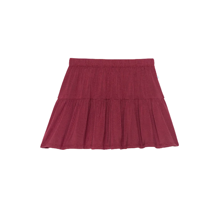 Creative Prints Posh Peanut Tiered Ruffle Skirt | Burgundy Rose