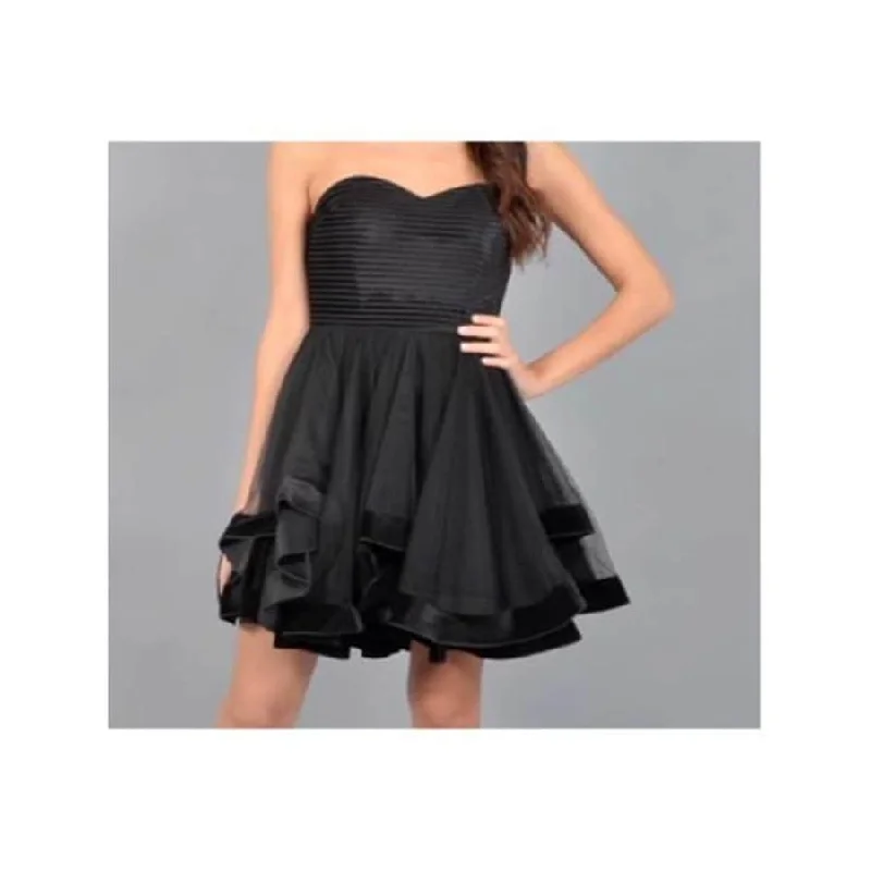 Elegant And Casual Blondie Nites Women's Sleeveless Strapless Mini Formal Fit Flare Dress Black Size 5