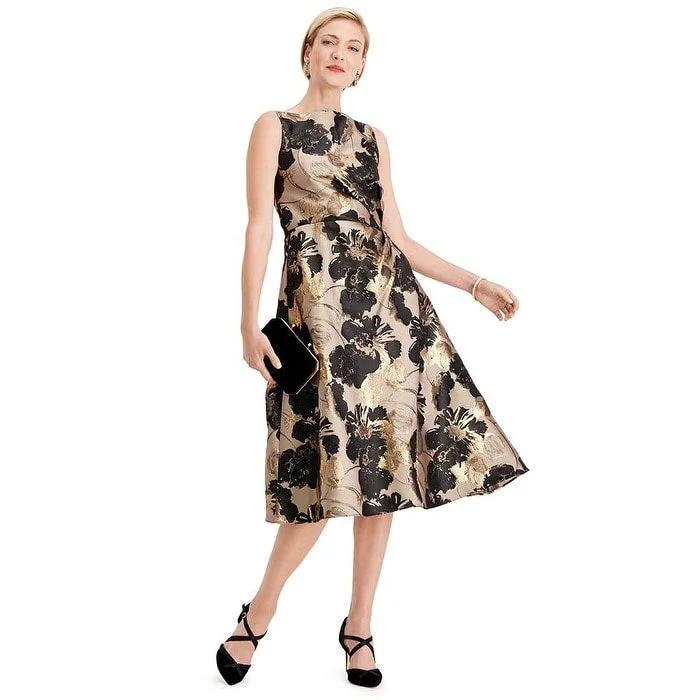 Retro Design Adrianna Papell Women's Floral a line Dress Black Size 6