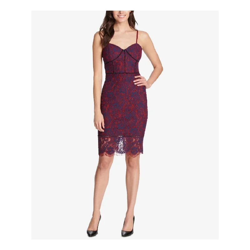 Soft And Comfortable Guess Women's Lace Corset Slip Dress Red Size 0